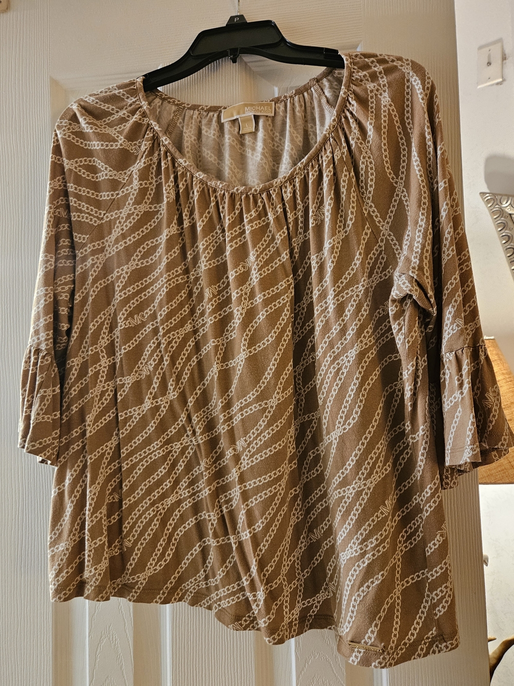 Michael Kors Tan Chain-Print Tunic Blouse